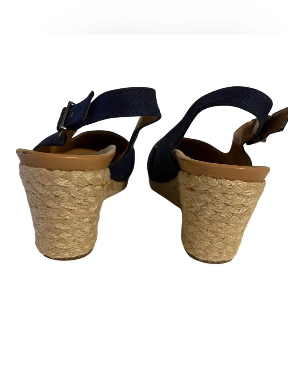 Vionic Coralina Navy Blue Slingback Wedge Espadrilles Orthotic Comfort Size 11W